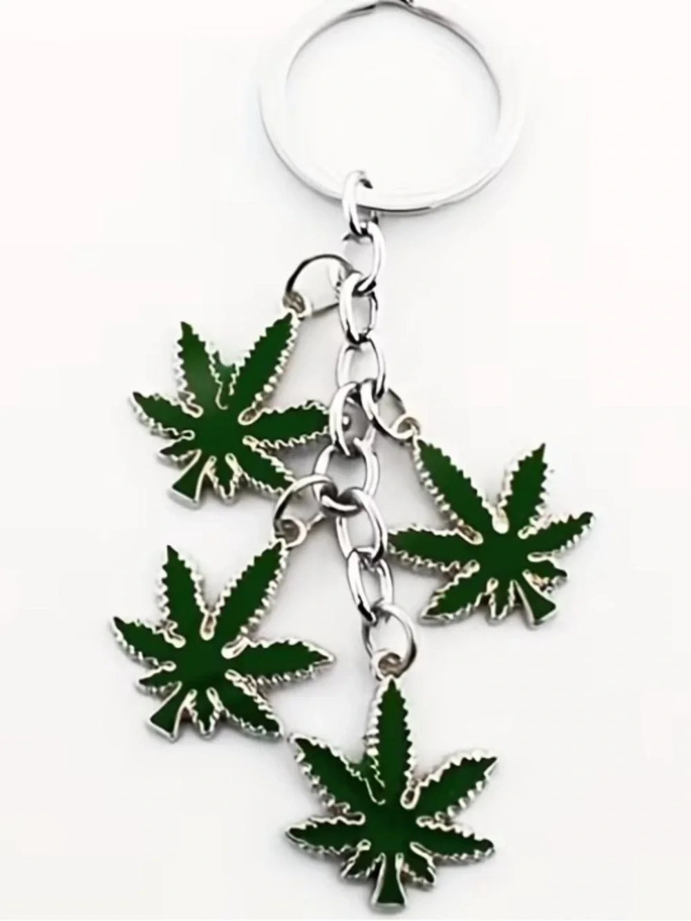 Green Leaf Charm Keychain Key & Card Holder Accessory